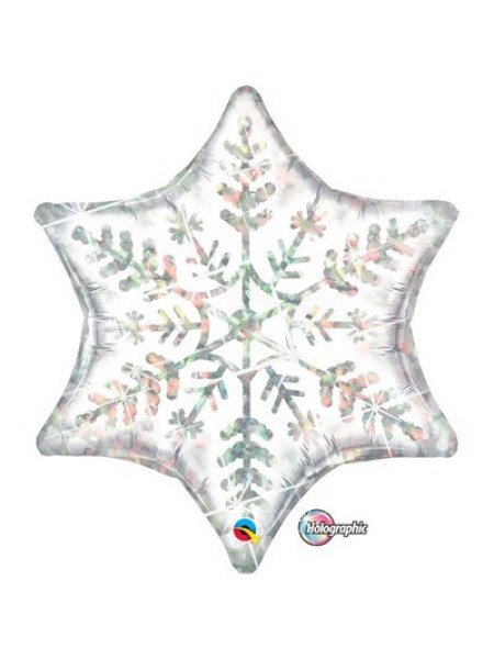 Фольгированная звезда "Снежинка голография" 56 см