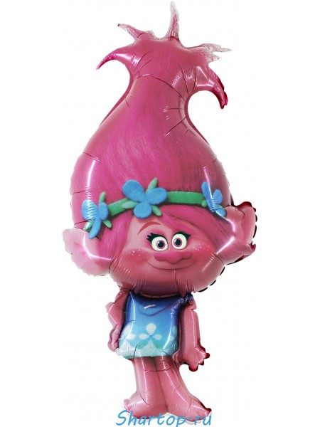 Фольгированный шар с гелием "Тролли, Розочка"91 см.