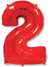 Фольгированный шар с гелием "Цифра 2 Красная" 102 см