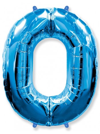Фольгированный шар с гелием "Цифра 0 Синяя" 102 см
