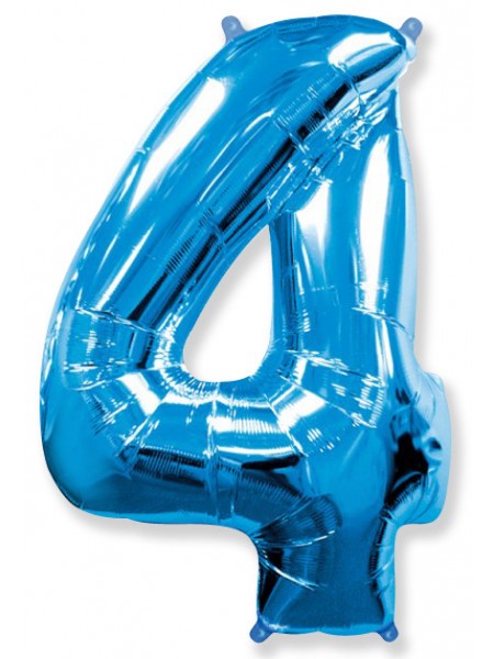 Фольгированный шар с гелием "Цифра 4 Синяя" 102 см