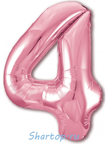 Фольгированный шар с гелием "Цифра 4 Розовый фламинго" 102 см