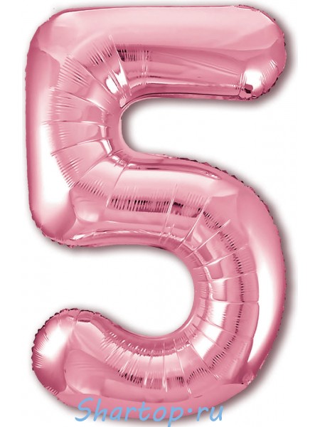 Фольгированный шар с гелием "Цифра 5 Розовый фламинго" 102 см