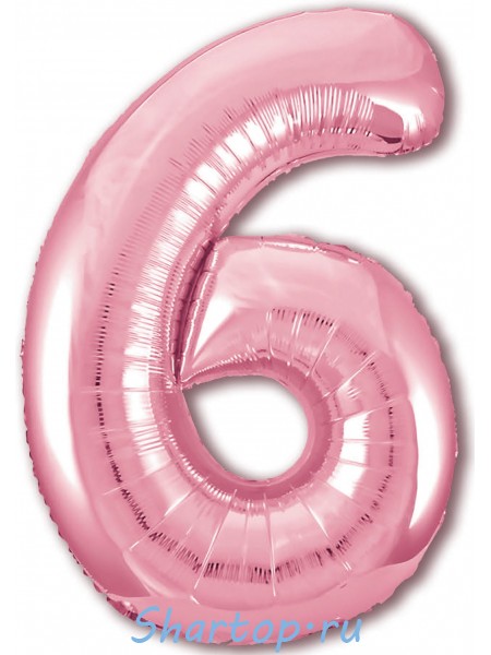 Фольгированный шар с гелием "Цифра 6, Розовый фламинго" 102 см