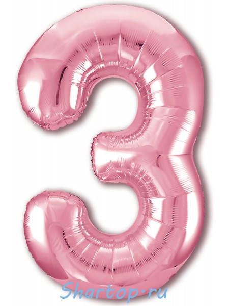 Фольгированный шар с гелием "Цифра 3 Розовый фламинго" 102 см
