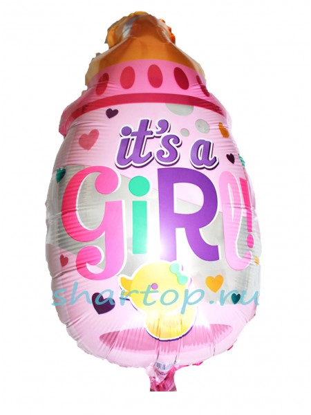 Фольгированный шар с гелием "Бутылочка Розовая" 65 см