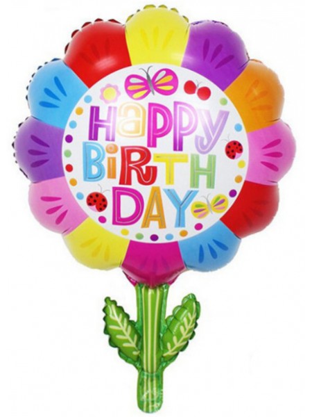 Фольгированный шар с гелием "Цветок с днем рождения" 66 см